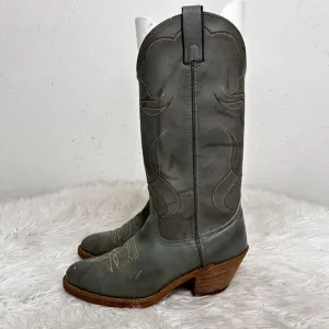 ACME Made in USA Gray Leather Western Cowboy Work Tall Rider Boots Men's 6.5 D