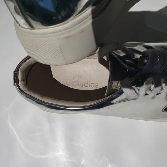 Acne Studios Mirrored  Silver Shoes Sz 37