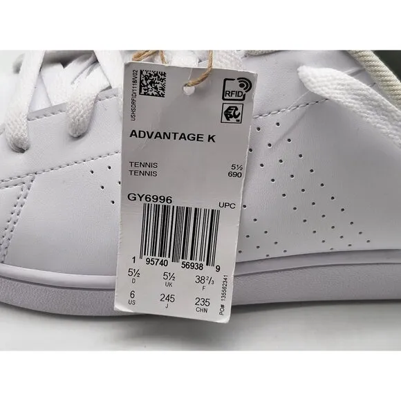 Adidas Advantage K Tennis Mens Shoes White Red Size 6