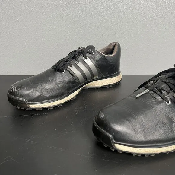Adidas Boost Tour360 Golf Shoes Mens SZ 12 Black Leather XT Sl Spikeless Sneaker