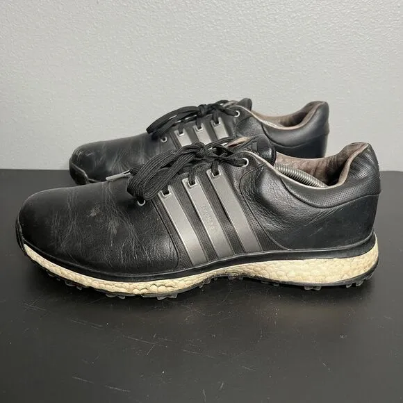Adidas Boost Tour360 Golf Shoes Mens SZ 12 Black Leather XT Sl Spikeless Sneaker