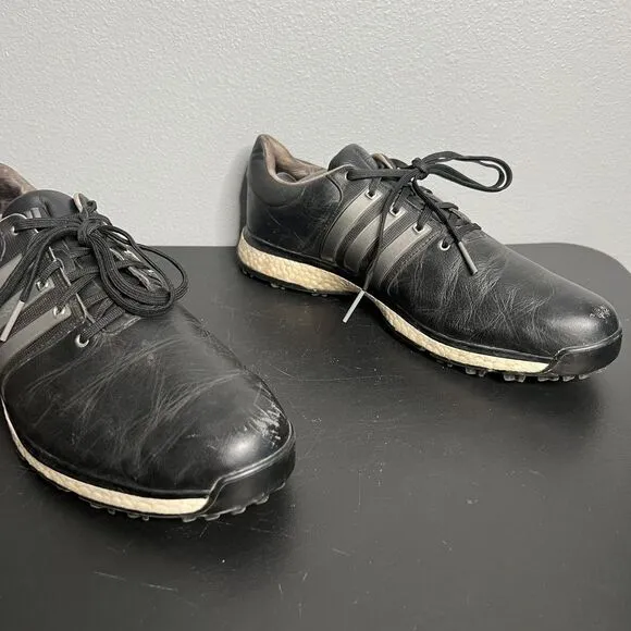 Adidas Boost Tour360 Golf Shoes Mens SZ 12 Black Leather XT Sl Spikeless Sneaker