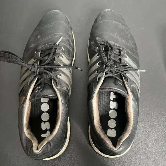 Adidas Boost Tour360 Golf Shoes Mens SZ 12 Black Leather XT Sl Spikeless Sneaker