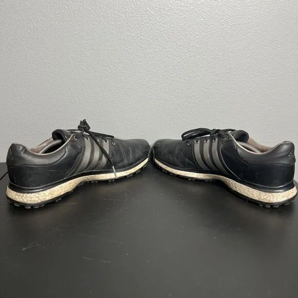 Adidas Boost Tour360 Golf Shoes Mens SZ 12 Black Leather XT Sl Spikeless Sneaker