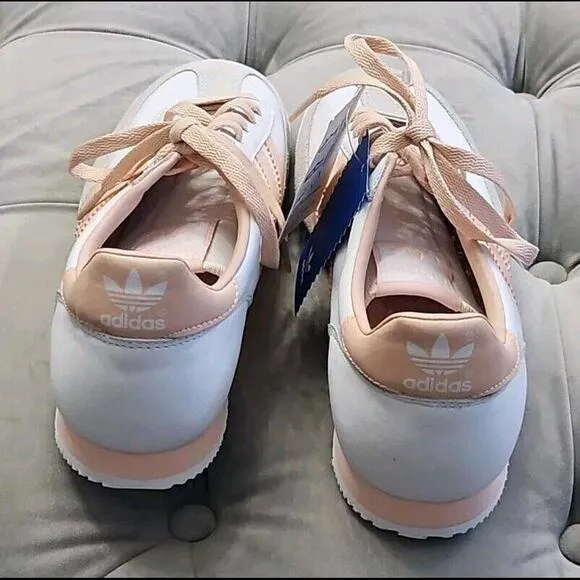 ADIDAS Dragon WHITE &amp; PINK Leather Sneakers Womens Flat Shoes 9.5 New Rare! 2006