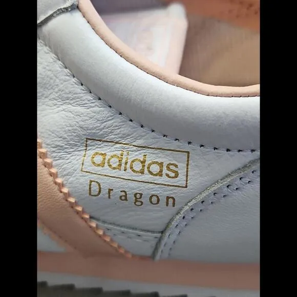 ADIDAS Dragon WHITE &amp; PINK Leather Sneakers Womens Flat Shoes 9.5 New Rare! 2006