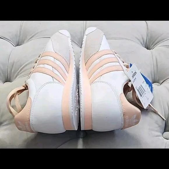 ADIDAS Dragon WHITE &amp; PINK Leather Sneakers Womens Flat Shoes 9.5 New Rare! 2006