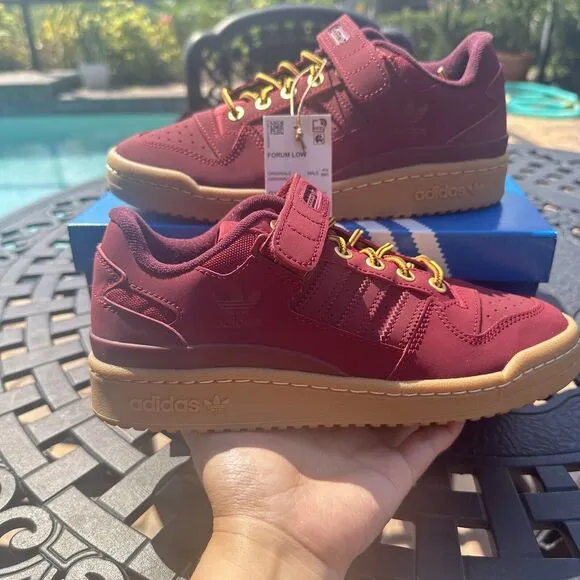 Adidas Forum Low Collegiate Burgundy Gum Men's Athletic Shoes GX7077 Size 5