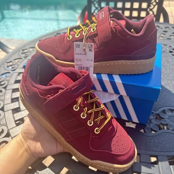 Adidas Forum Low Collegiate Burgundy Gum Men's Athletic Shoes GX7077 Size 5