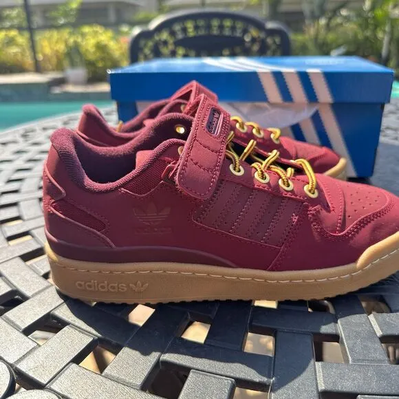 Adidas Forum Low Collegiate Burgundy Gum Men's Athletic Shoes GX7077 Size 5