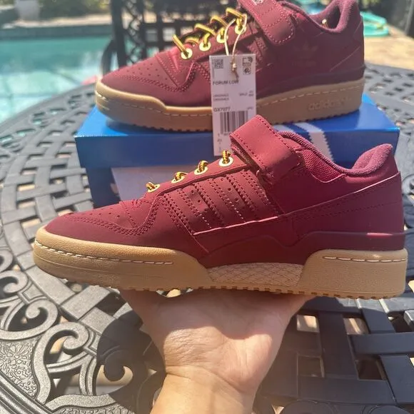 Adidas Forum Low Collegiate Burgundy Gum Men's Athletic Shoes GX7077 Size 5