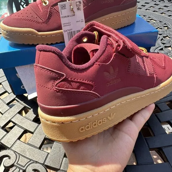Adidas Forum Low Collegiate Burgundy Gum Men's Athletic Shoes GX7077 Size 5