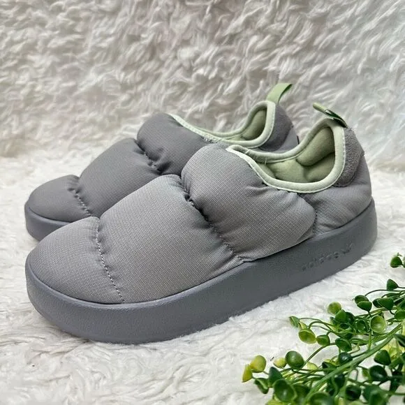 adidas Puffylette Mens Shoes in Charcoal Solid Grey/Linen Green sz 6 NEW