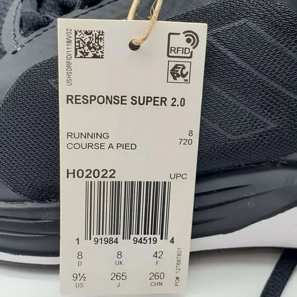 Adidas Response Super 2.0 Black Grey Women Shoes H02022 Sneakers Size 9.5