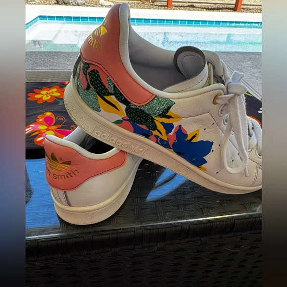 ADIDAS Stan-Smith sneaker, glory pink &amp; metallic gold EUC SZ 6.5