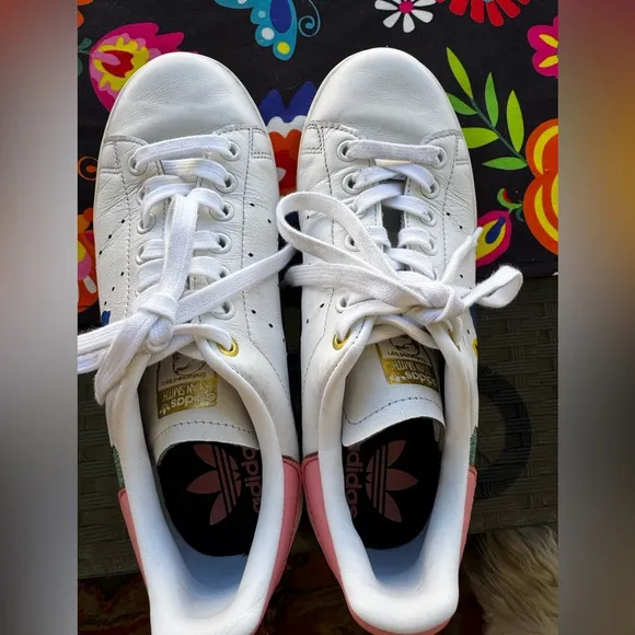ADIDAS Stan-Smith sneaker, glory pink &amp; metallic gold EUC SZ 6.5