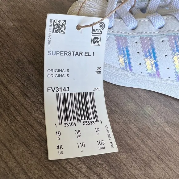 Adidas Superstar EL I Girl’s Shoe Size 4K #B1117