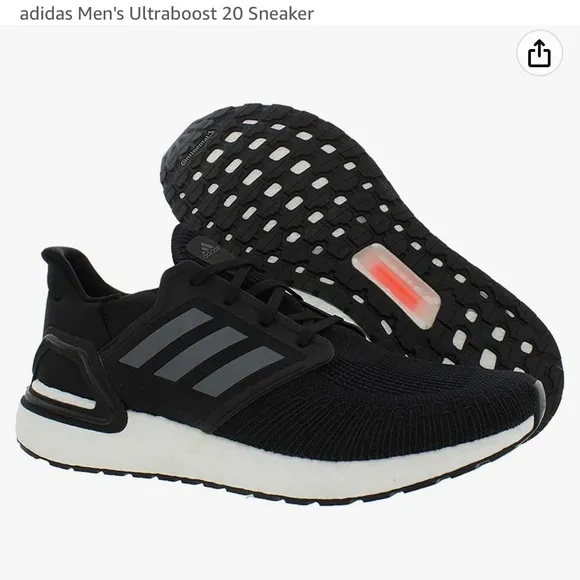 Adidas UltraBoost 20 Men’s Black/Night Metallic/White Running Shoes-Sz 8