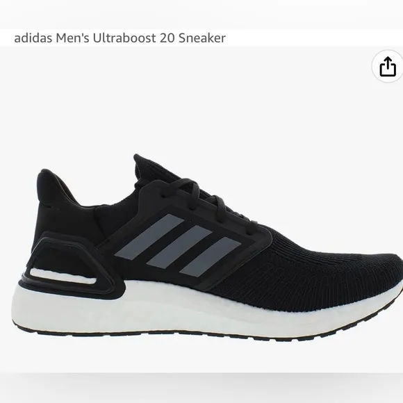 Adidas UltraBoost 20 Men’s Black/Night Metallic/White Running Shoes-Sz 8