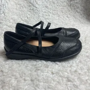 Aertrex Shoes Black leather Julia Mary Jane Loafer SZ 9W adjustable Velcro strap