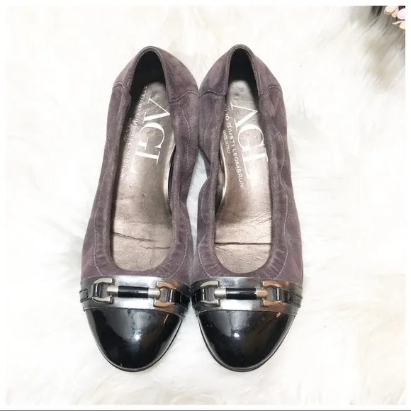 AGL Ginger Pebble Suede Brown Flat Shoes
