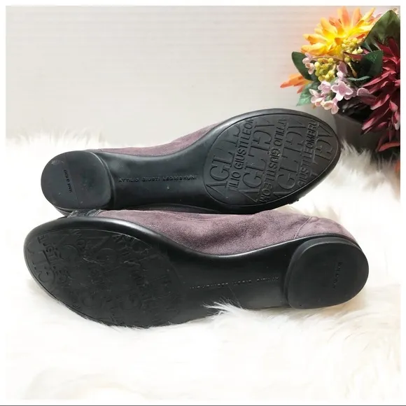 AGL Ginger Pebble Suede Brown Flat Shoes