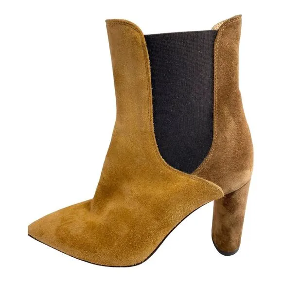 Agl Gold Brown Two Tone Suede Heeled 3.5” Size 9 1/2 Boots