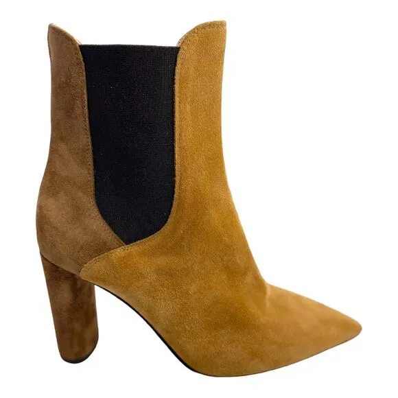 Agl Gold Brown Two Tone Suede Heeled 3.5” Size 9 1/2 Boots