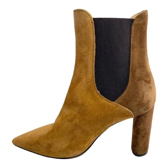 Agl Gold Brown Two Tone Suede Heeled 3.5” Size 9 1/2 Boots