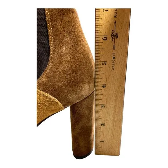 Agl Gold Brown Two Tone Suede Heeled 3.5” Size 9 1/2 Boots