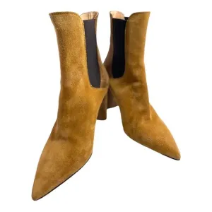Agl Gold Brown Two Tone Suede Heeled 3.5” Size 9 1/2 Boots