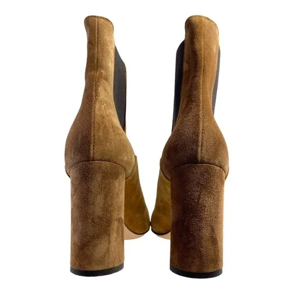 Agl Gold Brown Two Tone Suede Heeled 3.5” Size 9 1/2 Boots