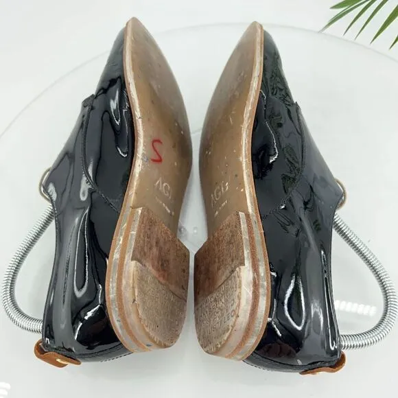 AGL Italy Women's Loafer Size 39.5 9.5 Black Leather Lace Up Loafer Flat Shoes