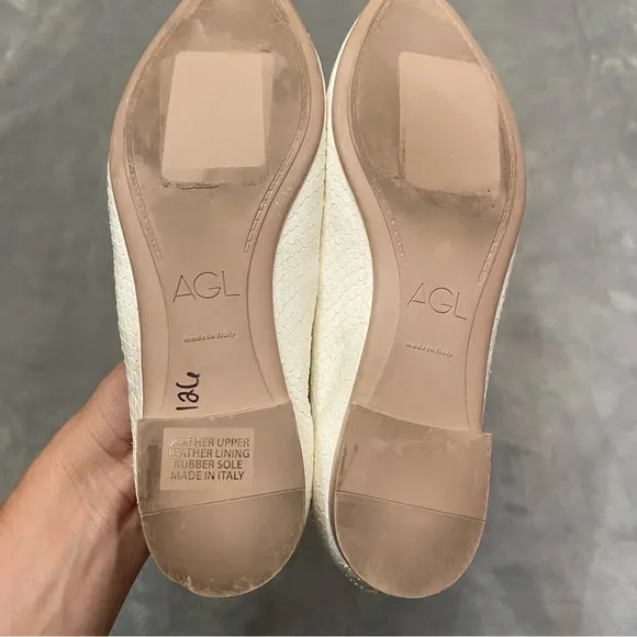 AGL Mimosa Embossed Snake Print Ballet Flat Shoes Size EU 36