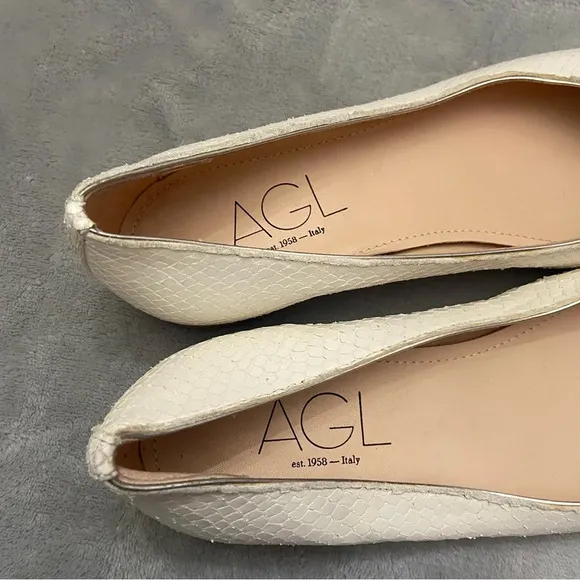 AGL Mimosa Embossed Snake Print Ballet Flat Shoes Size EU 36
