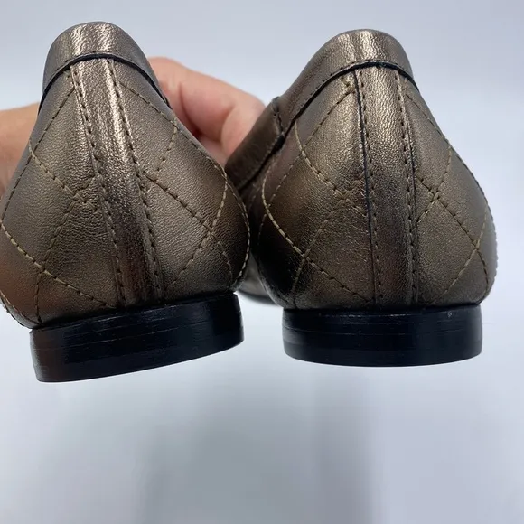 AGL NEW pewter black patent leather slip on ballerina shoes N558230 size 40