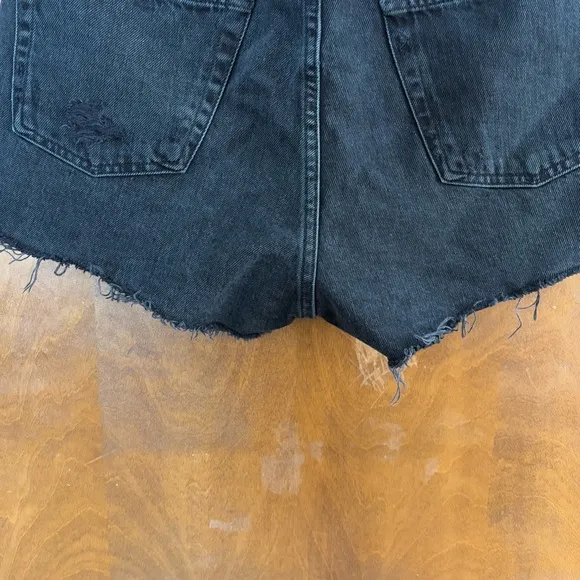 Agolde Parker Cut Off Denim Shorts Black Jean Distressed High Rise Rigid Boho 27