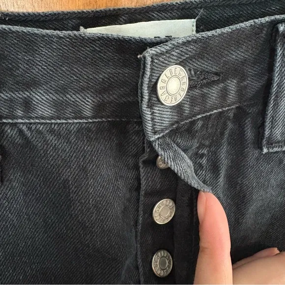 Agolde Parker Cut Off Denim Shorts Black Jean Distressed High Rise Rigid Boho 27