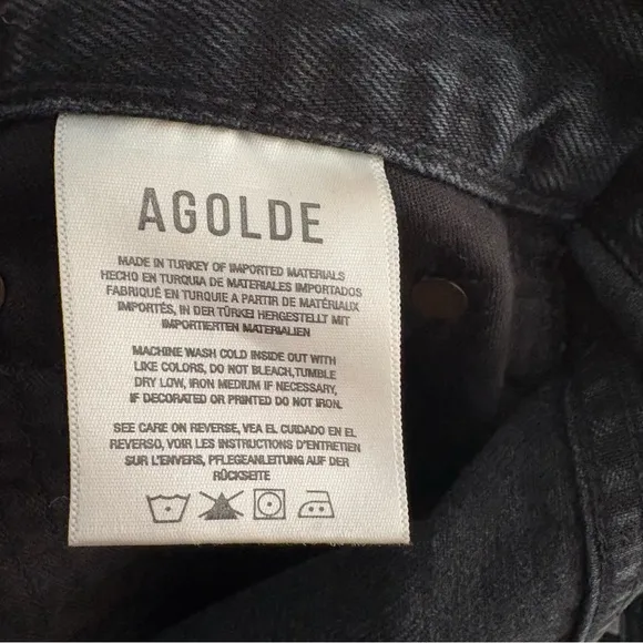 Agolde Parker Cut Off Denim Shorts Black Jean Distressed High Rise Rigid Boho 27