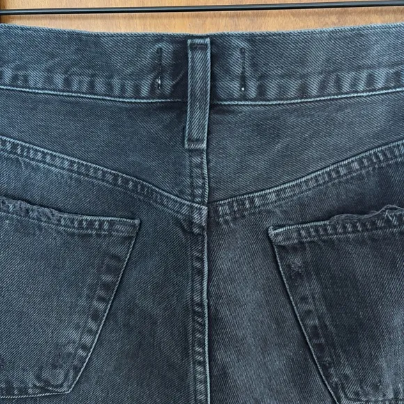 Agolde Parker Cut Off Denim Shorts Black Jean Distressed High Rise Rigid Boho 27
