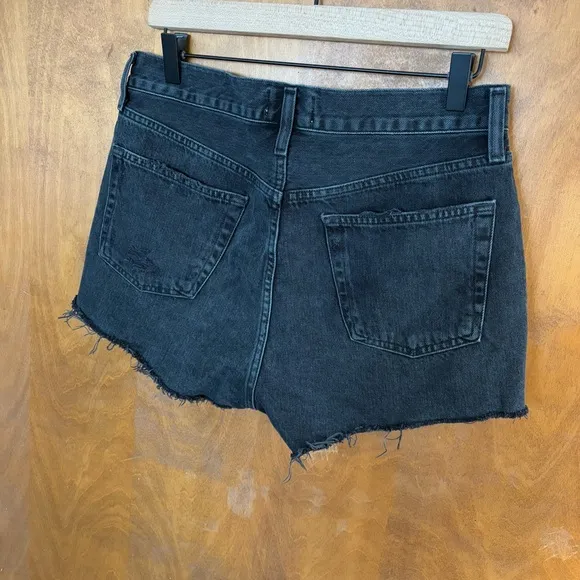 Agolde Parker Cut Off Denim Shorts Black Jean Distressed High Rise Rigid Boho 27