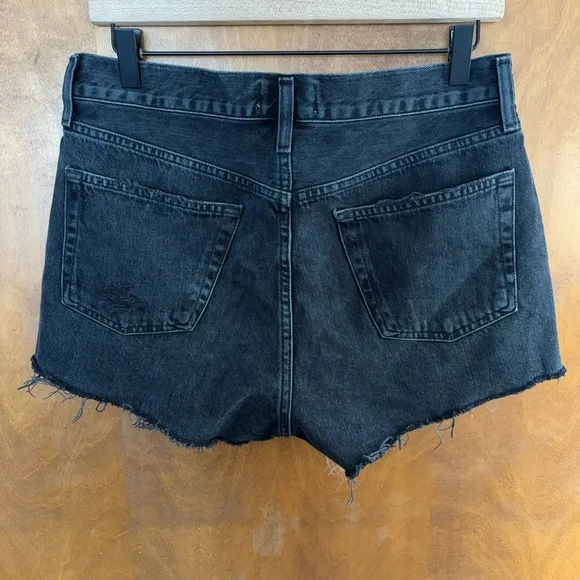Agolde Parker Cut Off Denim Shorts Black Jean Distressed High Rise Rigid Boho 27