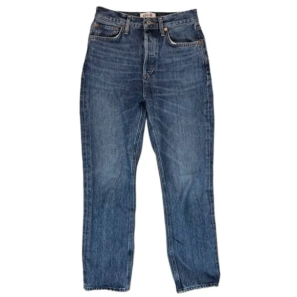 Agolde Riley High Rise Straight Crop Jeans in Air Blue Size 25