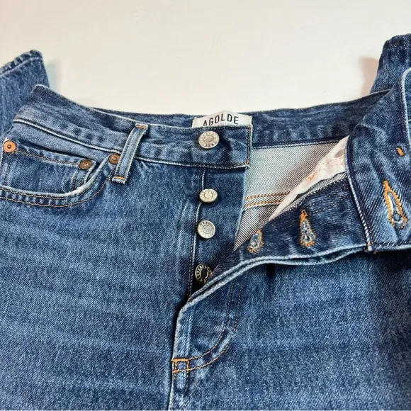 Agolde Riley High Rise Straight Crop Jeans in Air Blue Size 25