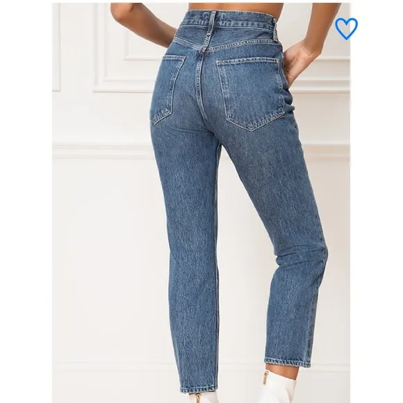 Agolde Riley High Rise Straight Crop Jeans in Air Blue Size 25