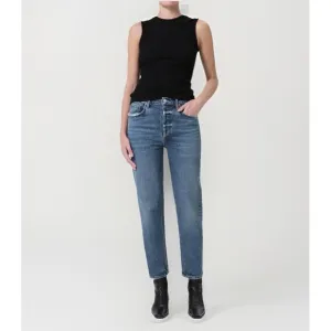AGOLDE Riley High Rise Straight Crop Stretch Denim Button Fly Jeans- Size 29
