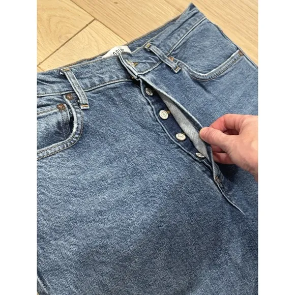 AGOLDE Riley High Rise Straight Crop Stretch Denim Button Fly Jeans- Size 29