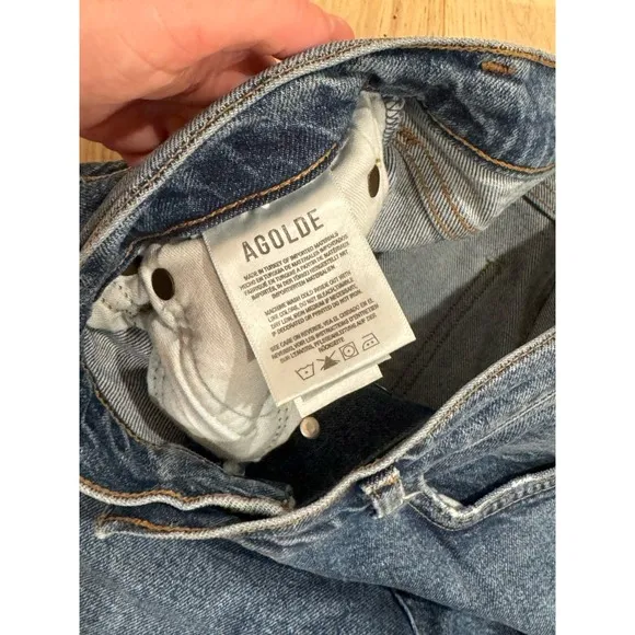 AGOLDE Riley High Rise Straight Crop Stretch Denim Button Fly Jeans- Size 29