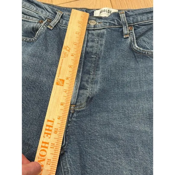 AGOLDE Riley High Rise Straight Crop Stretch Denim Button Fly Jeans- Size 29