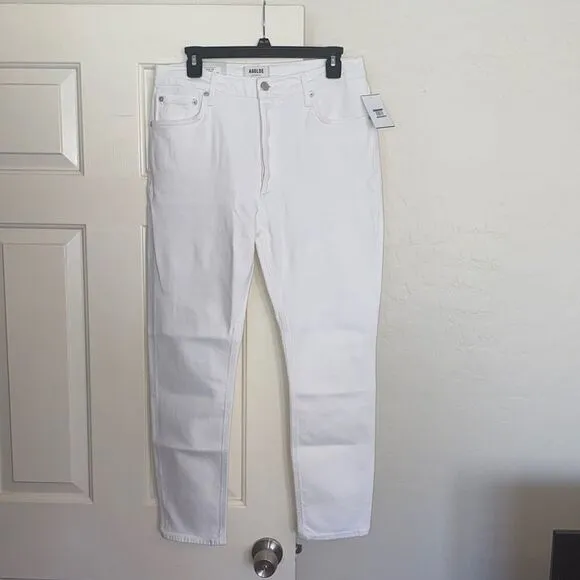 Agolde White Nico High Rise Slim Fit Jeans Contemporary Casual Coastal